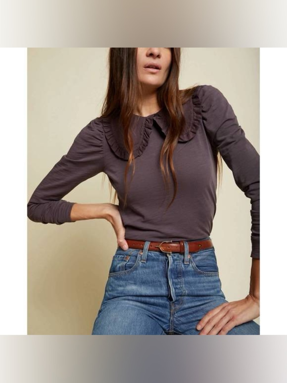 NATION LTD Peter Pan Collar patsy top in plum